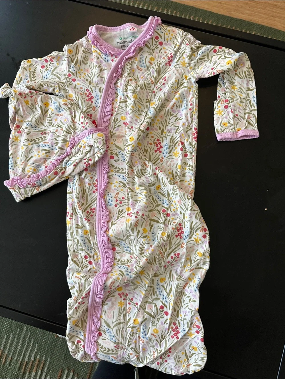 Magnetic Me Floral Sleep Sack Gown with Pink Trim